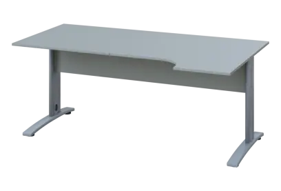 ERK 28 - 184 stůl kancelářský, rohový, pravý, kovová podnož stříbrná, deska 25 mm, široký 1800 mm, šedá